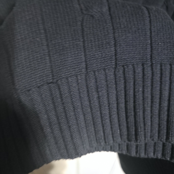 Oscar de la Renta Navy Cable Knit Crewneck Sweater - Picture 3 of 7